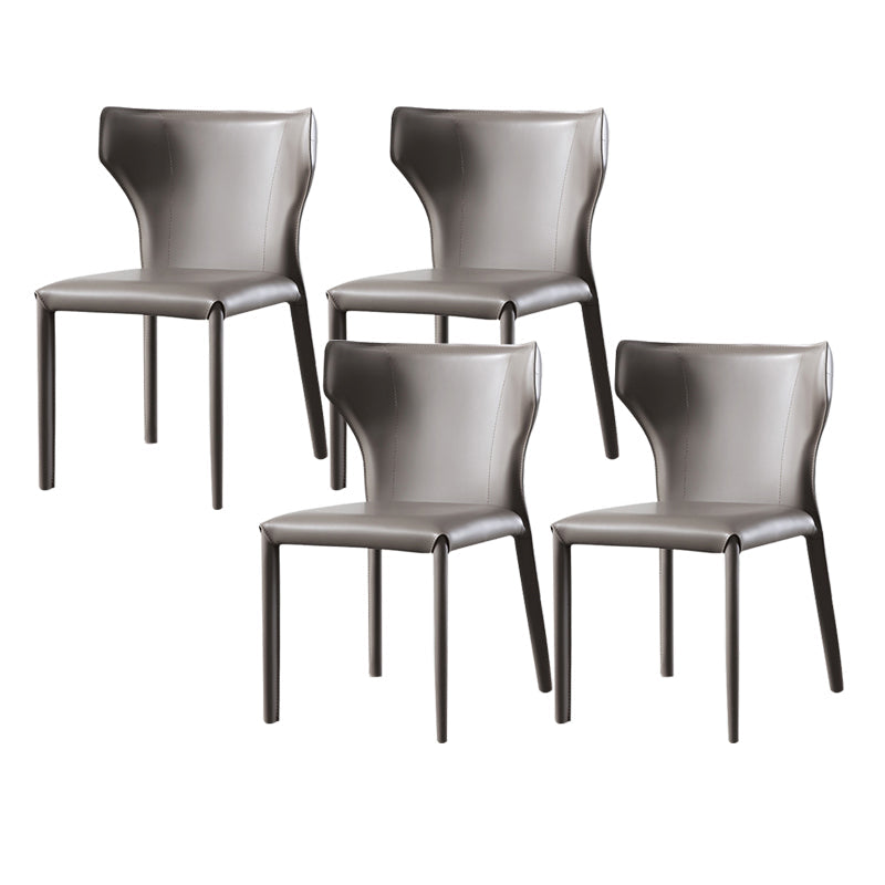 Wingback Armless Dining Chairs Modern Faux Leather Side Chair