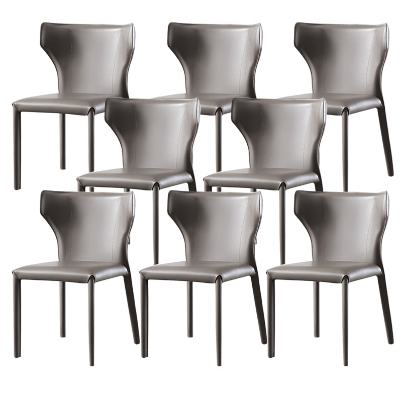 Wingback Armless Dining Chairs Modern Faux Leather Side Chair