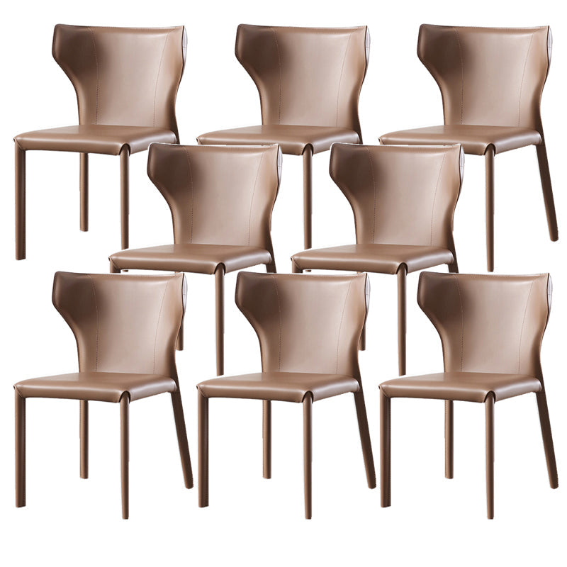 Wingback Armless Dining Chairs Modern Faux Leather Side Chair