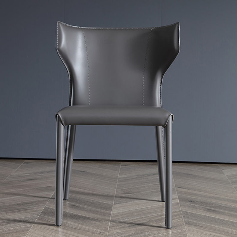 Wingback Armless Dining Chairs Modern Faux Leather Side Chair