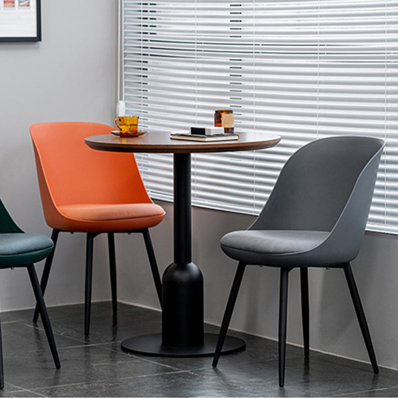 Contemporary Upholstered Dining Chairs Faux Leather and Metal Side Chair