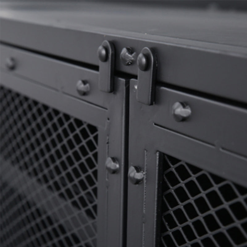 Industrial Style Metal TV Stand Black Colour Cable Management TV Console