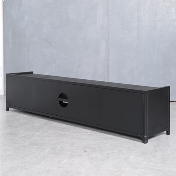 Industrial Style Metal TV Stand Black Colour Cable Management TV Console
