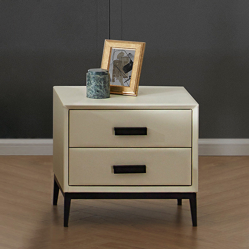 Contemporary Leather Accent Table Nightstand 18.11" Tall 2 Drawers Bed Nightstand Clearhalo 'Bedroom Furniture' 'furn' 'furn_night_stand' 'Furniture' 'night_stand' 'Nightstands' 5999890