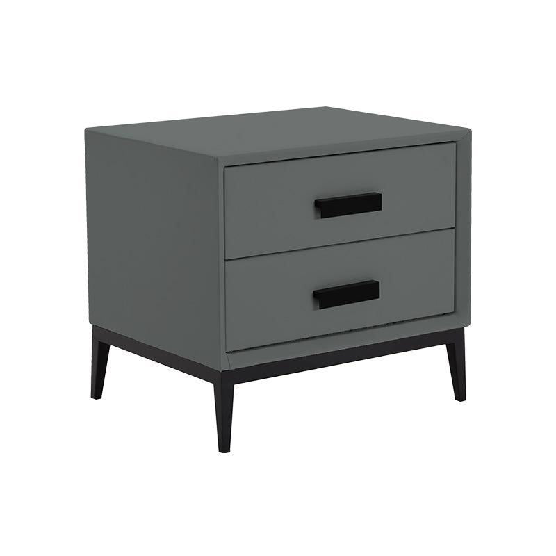 Contemporary Leather Accent Table Nightstand 18.11" Tall 2 Drawers Bed Nightstand Grey 1 Piece Clearhalo 'Bedroom Furniture' 'furn' 'furn_night_stand' 'Furniture' 'night_stand' 'Nightstands' 5999891