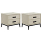 Contemporary Leather Accent Table Nightstand 18.11" Tall 2 Drawers Bed Nightstand Off-White 2 Piece Set Clearhalo 'Bedroom Furniture' 'furn' 'furn_night_stand' 'Furniture' 'night_stand' 'Nightstands' 5999893