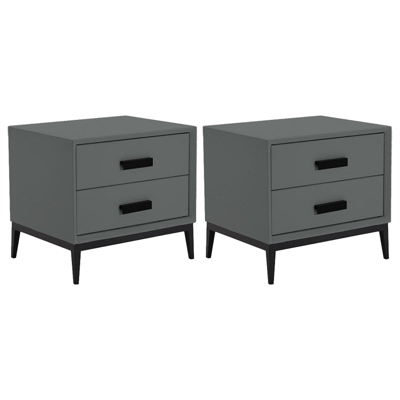Contemporary Leather Accent Table Nightstand 18.11" Tall 2 Drawers Bed Nightstand Grey 2 Piece Set Clearhalo 'Bedroom Furniture' 'furn' 'furn_night_stand' 'Furniture' 'night_stand' 'Nightstands' 5999894