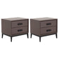 Contemporary Leather Accent Table Nightstand 18.11" Tall 2 Drawers Bed Nightstand Brown 2 Piece Set Clearhalo 'Bedroom Furniture' 'furn' 'furn_night_stand' 'Furniture' 'night_stand' 'Nightstands' 5999896