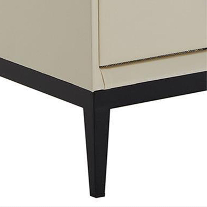 Contemporary Leather Accent Table Nightstand 18.11" Tall 2 Drawers Bed Nightstand Clearhalo 'Bedroom Furniture' 'furn' 'furn_night_stand' 'Furniture' 'night_stand' 'Nightstands' 5999900
