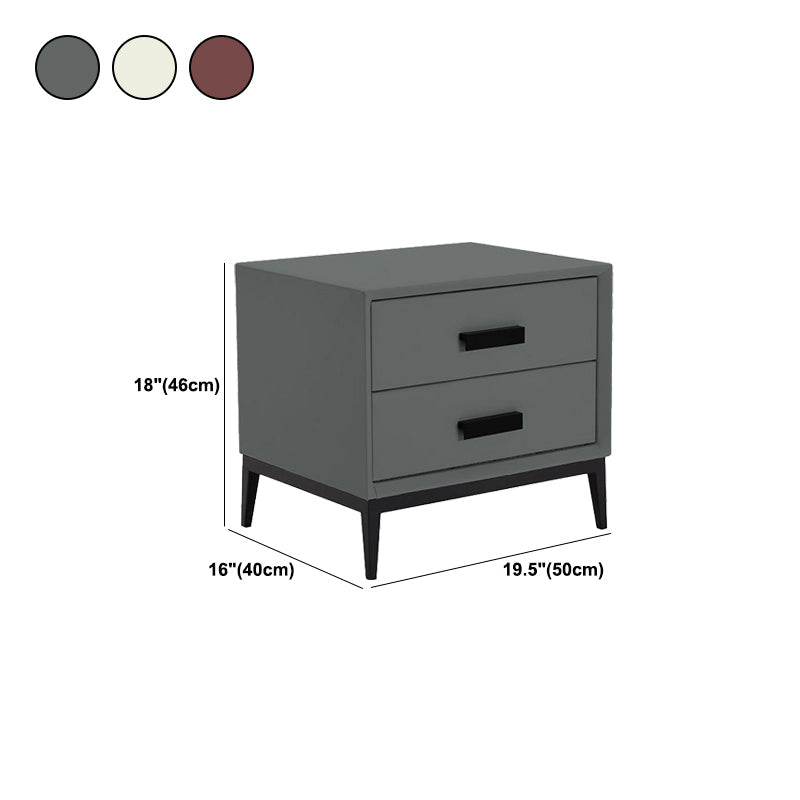 Contemporary Leather Accent Table Nightstand 18.11" Tall 2 Drawers Bed Nightstand Clearhalo 'Bedroom Furniture' 'furn' 'furn_night_stand' 'Furniture' 'night_stand' 'Nightstands' 5999902