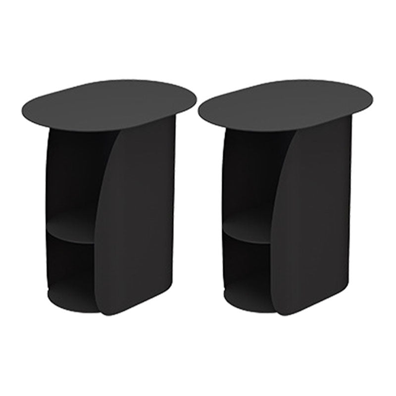 Modern Metal Night Table Lower Shelf Bedside Cabinet for Bedroom Black 2 Piece Set Clearhalo 'Bedroom Furniture' 'furn' 'furn_night_stand' 'Furniture' 'night_stand' 'Nightstands' 6000000