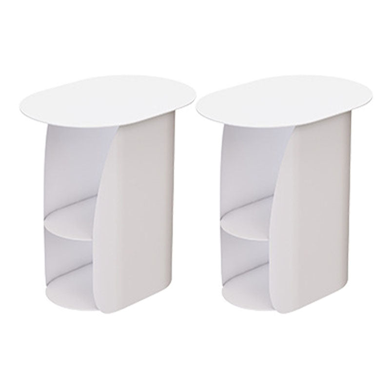 Modern Metal Night Table Lower Shelf Bedside Cabinet for Bedroom White 2 Piece Set Clearhalo 'Bedroom Furniture' 'furn' 'furn_night_stand' 'Furniture' 'night_stand' 'Nightstands' 6000004