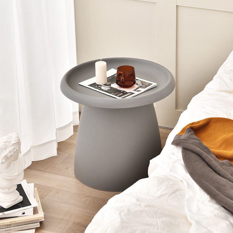 Modern Round Bedside Cabinet Plastic Nightstand, 20"L X 20"W X 17.5"H Grey 1 Piece Clearhalo 'Bedroom Furniture' 'furn' 'furn_night_stand' 'Furniture' 'night_stand' 'Nightstands' 6000035
