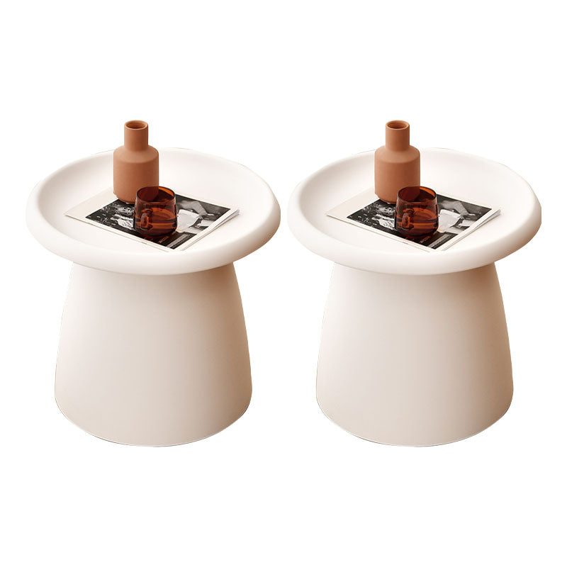 Modern Round Bedside Cabinet Plastic Nightstand, 20"L X 20"W X 17.5"H White 2 Piece Set Clearhalo 'Bedroom Furniture' 'furn' 'furn_night_stand' 'Furniture' 'night_stand' 'Nightstands' 6000038