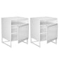 Modern Glass Nightstand Black/White 1 Door Night Table ,23" Tall