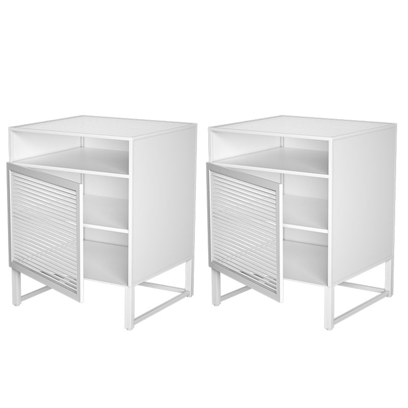 Modern Glass Nightstand Black/White 1 Door Night Table ,23" Tall