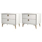18.5" Tall 2-drawer Night Table Solid Wood Bedside Cabinet with Legs