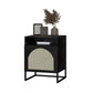 Modern Glass Nightstand Lower Shelf Bedside Cabinet with Door for Bedroom