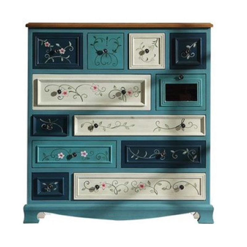 Nautical Bedroom Storage Chest Wooden Vertical Chest with 12 Drawers Blue Clearhalo 'Bedroom Furniture' 'Dressers & Chests' 'dressers_chests' 'furn' 'furn_dressers_chests' 'Furniture' 6000215