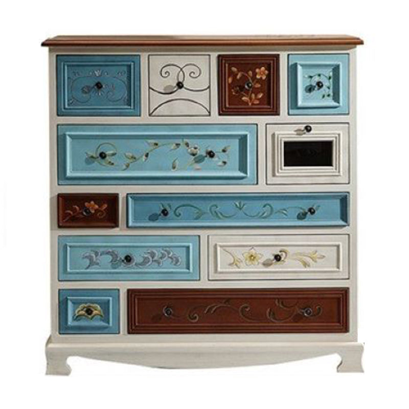 Nautical Bedroom Storage Chest Wooden Vertical Chest with 12 Drawers White-Blue Clearhalo 'Bedroom Furniture' 'Dressers & Chests' 'dressers_chests' 'furn' 'furn_dressers_chests' 'Furniture' 6000221