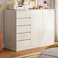 Modern Brown / White Storage Chest Dresser Wooden Combo Dresser with Drawers and Doors