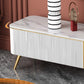 Stone Top Media Console Modern TV Media Stand with Gold Metal Legs