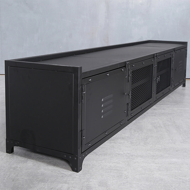 Industrial Style Metal TV Stand Black Colour Enclosed Storage TV Console with Cabinet 63"L x 16"W x 18"H Clearhalo 'furn' 'furn_tv_stands_entertainment_centers' 'Furniture' 'Living Room Furniture' 'TV Stands & Entertainment Centers' 'TV Stands & Media Storage Furniture' 'tv_stands_entertainment_centers' 6000451