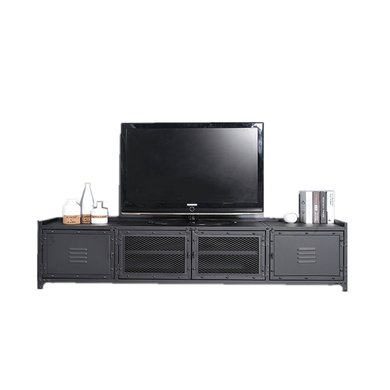 Industrial Style Metal TV Stand Black Colour Enclosed Storage TV Console with Cabinet Clearhalo 'furn' 'furn_tv_stands_entertainment_centers' 'Furniture' 'Living Room Furniture' 'TV Stands & Entertainment Centers' 'TV Stands & Media Storage Furniture' 'tv_stands_entertainment_centers' 6000455