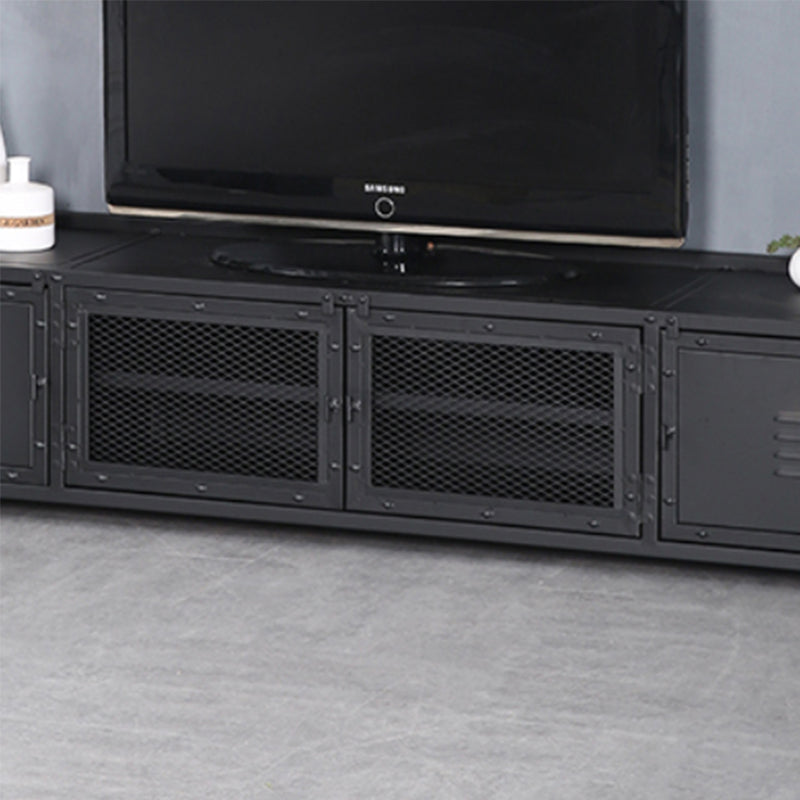 Industrial Style Metal TV Stand Black Colour Enclosed Storage TV Console with Cabinet Clearhalo 'furn' 'furn_tv_stands_entertainment_centers' 'Furniture' 'Living Room Furniture' 'TV Stands & Entertainment Centers' 'TV Stands & Media Storage Furniture' 'tv_stands_entertainment_centers' 6000458