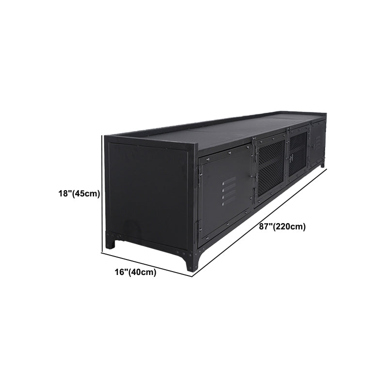 Industrial Style Metal TV Stand Black Colour Enclosed Storage TV Console with Cabinet Clearhalo 'furn' 'furn_tv_stands_entertainment_centers' 'Furniture' 'Living Room Furniture' 'TV Stands & Entertainment Centers' 'TV Stands & Media Storage Furniture' 'tv_stands_entertainment_centers' 6000463