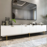 Moderno moderno mobile TV in legno con gambe metalliche sparate