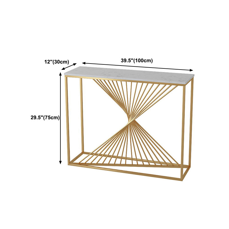 Glam Marble Console Table 12" W White Rectangle Sofa Table for Hall Clearhalo 'Console Tables' 'console_tables' 'Entry & Mudroom Furniture' 'furn' 'furn_console_tables' 'Furniture' 6000546