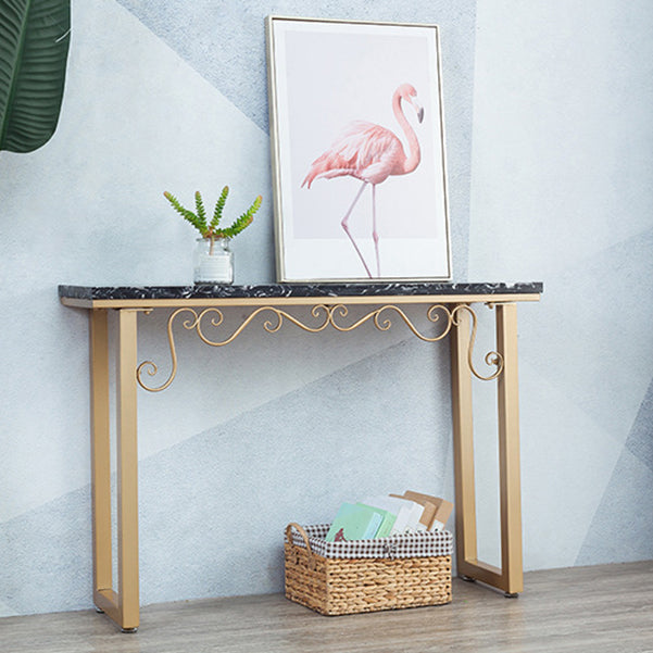 Glam Marble Console Table 12" W Rectangle Sled Accent Table for Hall Clearhalo 'Console Tables' 'console_tables' 'Entry & Mudroom Furniture' 'furn' 'furn_console_tables' 'Furniture' 6000577