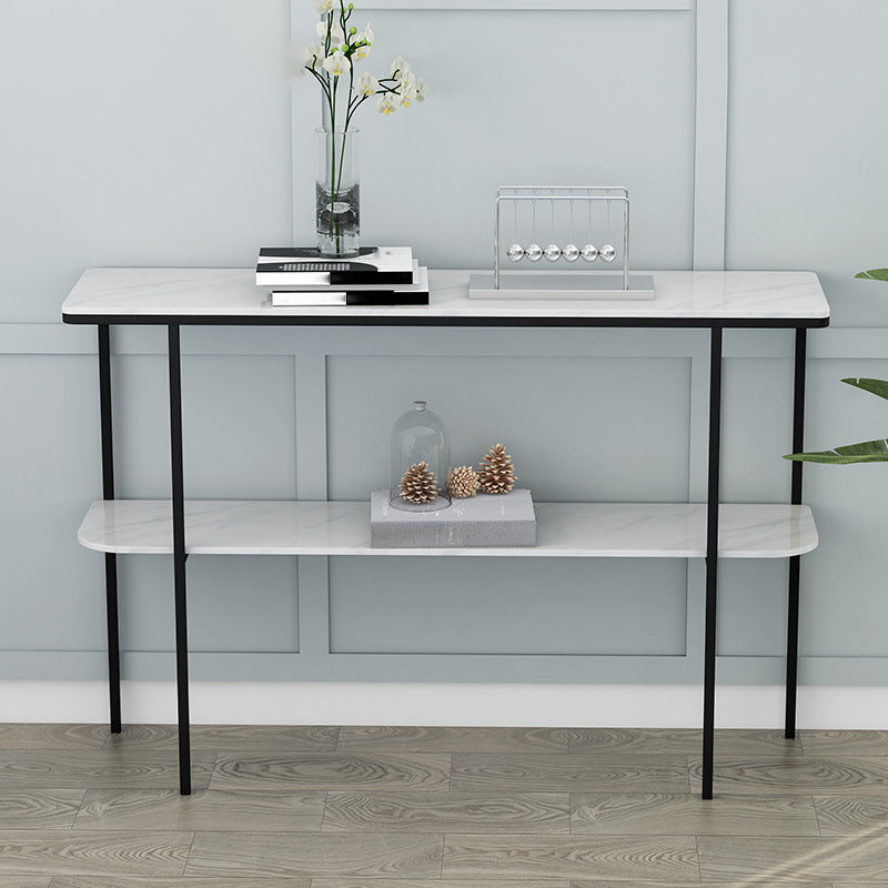 Tabella della console di marmo moderna 12 "W Rettangolo 1 Tavolo di accento per la sala per Hall