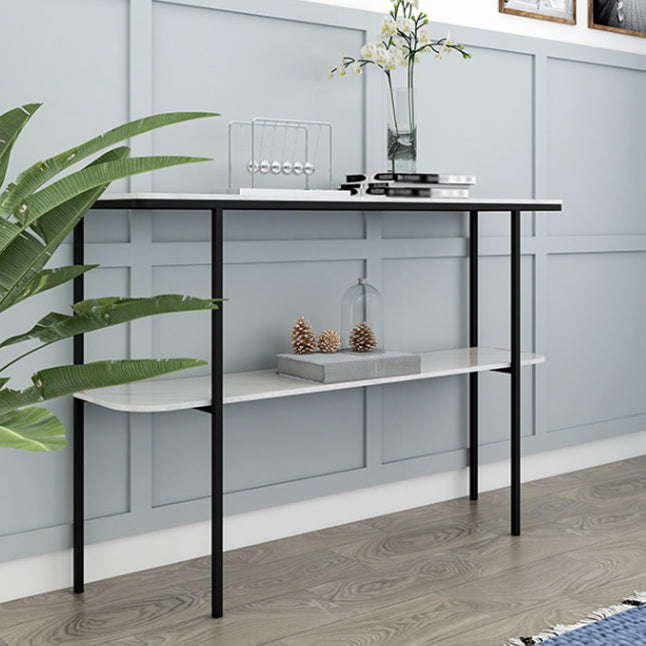 Tabella della console di marmo moderna 12 "W Rettangolo 1 Tavolo di accento per la sala per Hall