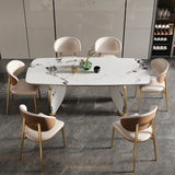 Luxurious 1/4/5/7 Piezas Rectángulo Juego de comedor de piedra sinterizada Juego de mesa de comedor de piedra sinterizada