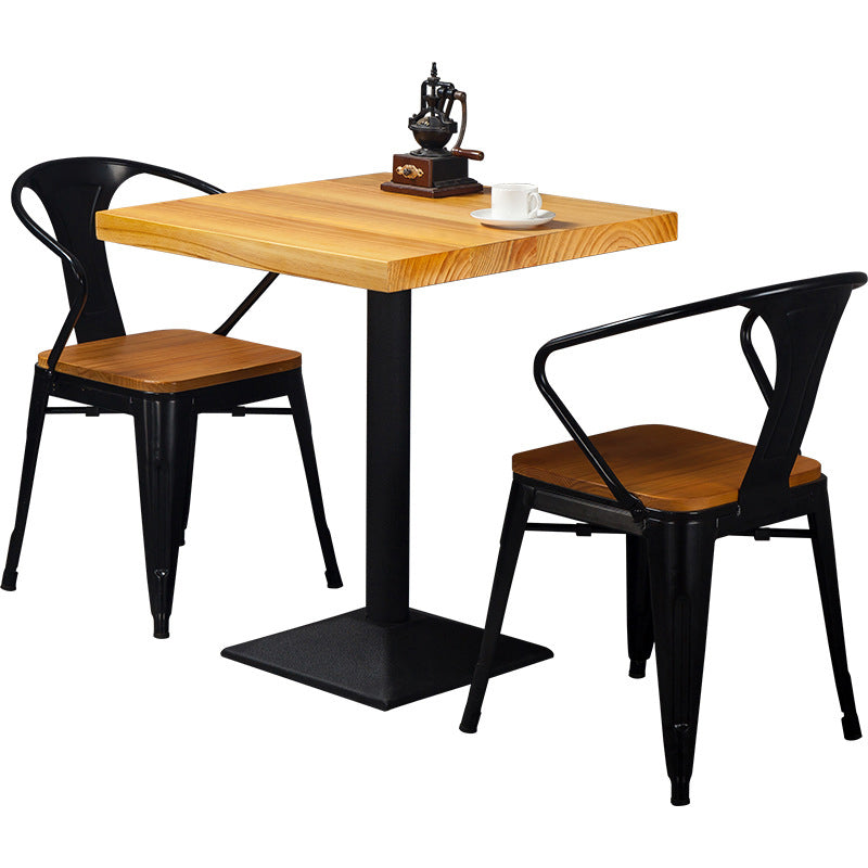Industrial Rectangle Table Set 1/2/3 Pieces Dining Set for Restaurant 3 Pieces: Table, 2 Chairs Clearhalo 'Dining Room Sets' 'Dining Tables & Seating' 'dining_room_set' 'furn' 'furn_dining_room_set' 'Furniture' 'Kitchen & Dining Furniture' 6003301