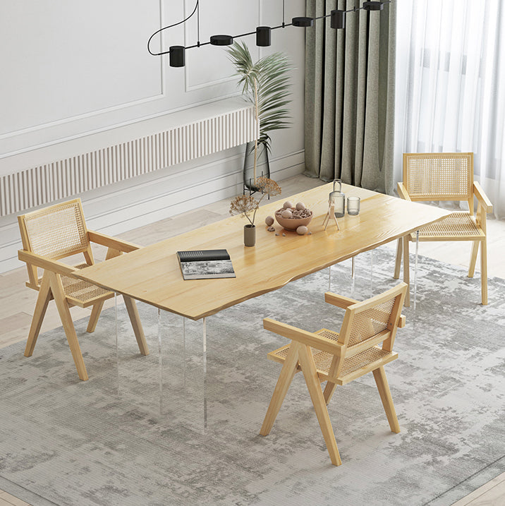 Modern 1/2/3/4/5 Pieces Rectangle Dining Set Solid Wood Dining Table with Chairs