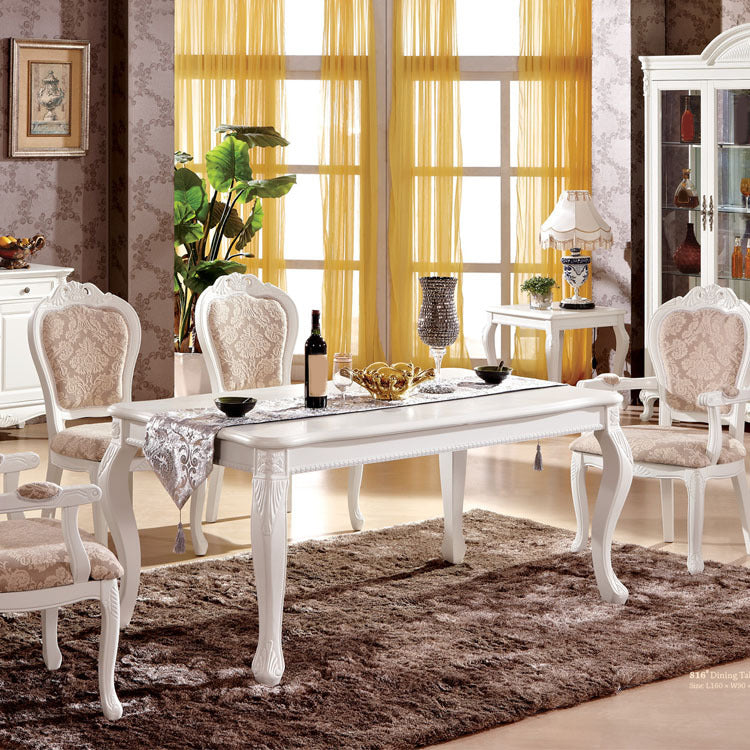 Victoria Rectangle Table Set 1/2/5/6 Pieces Dining Set for Home 5 Pieces: Table, 4 Chairs Clearhalo 'Dining Room Sets' 'Dining Tables & Seating' 'dining_room_set' 'furn' 'furn_dining_room_set' 'Furniture' 'Kitchen & Dining Furniture' 6003402