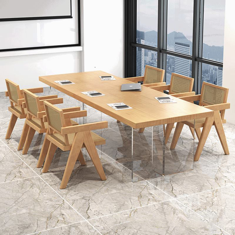 Modern 1/2/5/7 Pieces Rectangle Dining Set Solid Wood Top Dining Table with Chairs Clearhalo 'Dining Room Sets' 'Dining Tables & Seating' 'dining_room_set' 'furn' 'furn_dining_room_set' 'Furniture' 'Kitchen & Dining Furniture' 6003539