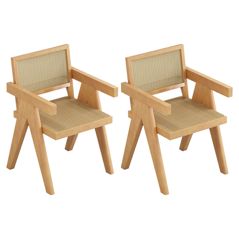 Modern 1/2/5/7 Pieces Rectangle Dining Set Solid Wood Top Dining Table with Chairs 2 Natural Chairs Clearhalo 'Dining Room Sets' 'Dining Tables & Seating' 'dining_room_set' 'furn' 'furn_dining_room_set' 'Furniture' 'Kitchen & Dining Furniture' 6003540