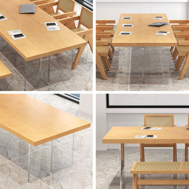 Modern 1/2/5/7 Pieces Rectangle Dining Set Solid Wood Top Dining Table with Chairs Clearhalo 'Dining Room Sets' 'Dining Tables & Seating' 'dining_room_set' 'furn' 'furn_dining_room_set' 'Furniture' 'Kitchen & Dining Furniture' 6003550
