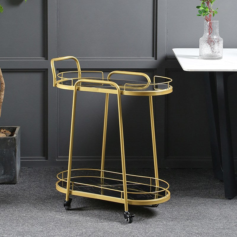 Modern Style Oval Prep Table Rolling Metal Prep Table for Home