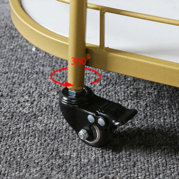 Modern Style Oval Prep Table Rolling Metal Prep Table for Home