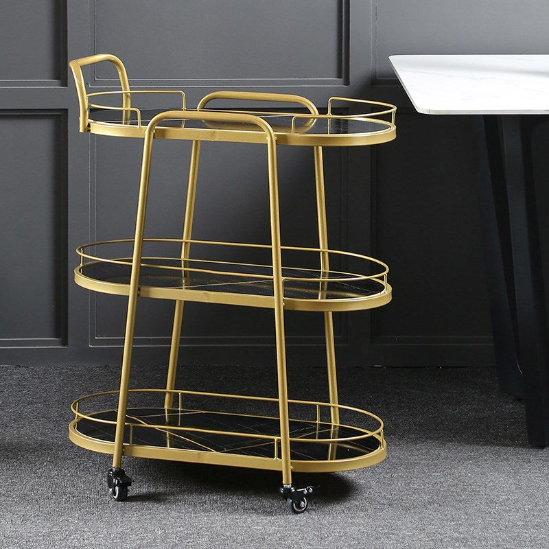 Modern Style Oval Prep Table Rolling Metal Prep Table for Home