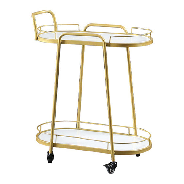 Modern Style Oval Prep Table Rolling Metal Prep Table for Home