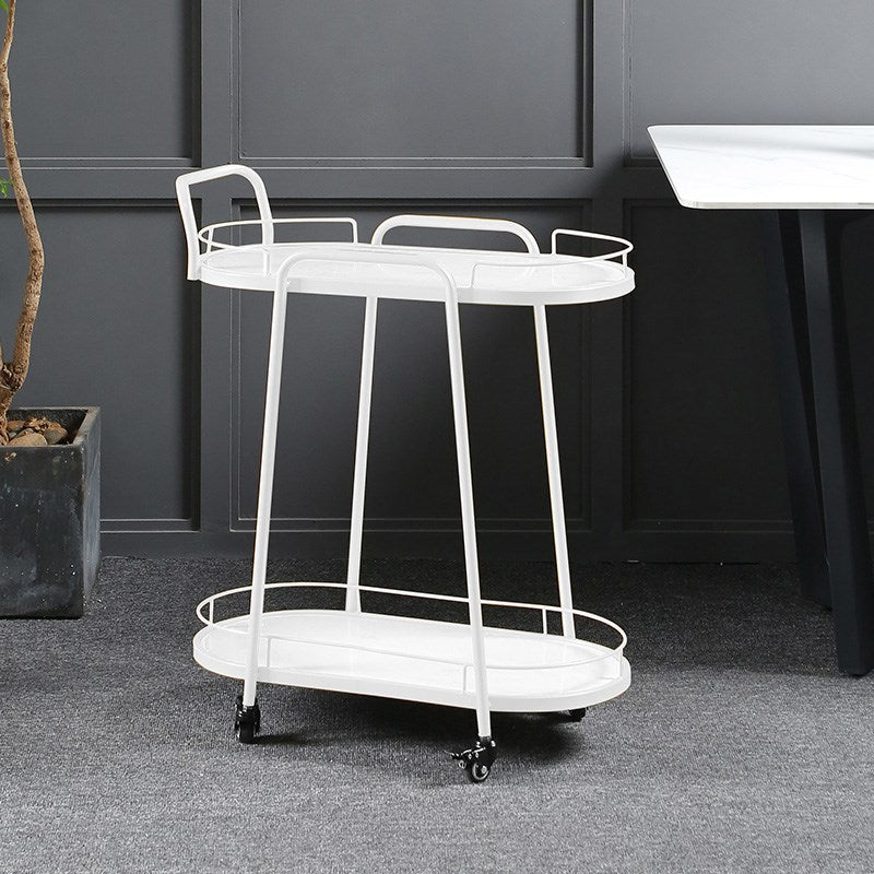 Modern Style Oval Prep Table Rolling Metal Prep Table for Home