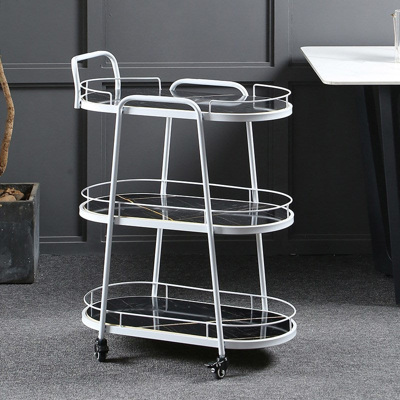 Modern Style Oval Prep Table Rolling Metal Prep Table for Home