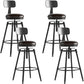Rotatable Upholstered Counter Stool Industrial Metal Footrest Bar Chair