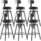 Rotatable Upholstered Counter Stool Industrial Metal Footrest Bar Chair